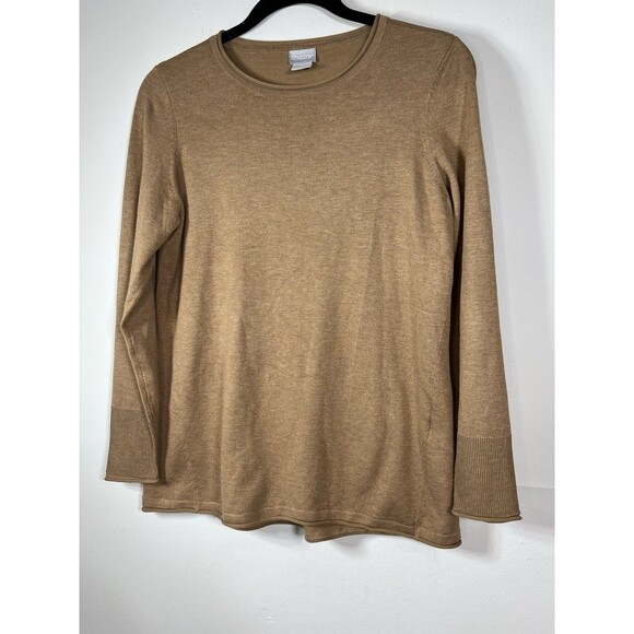 chicos Camel Brown Sweater Knit blouse top shirt 0 S 4 6 - Picture 2 of 6